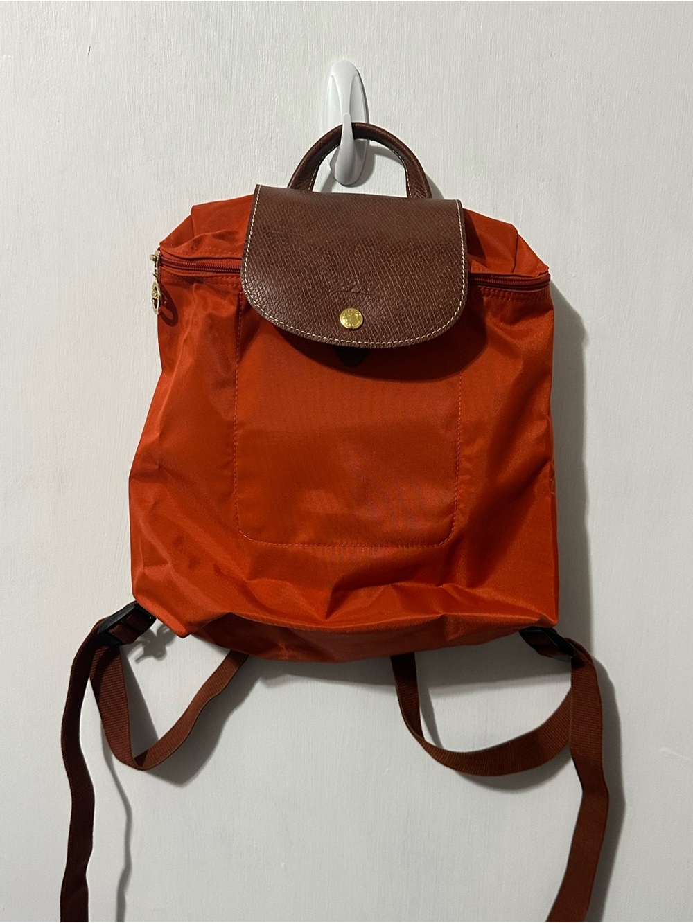 Longchamp Le Pliage Original backpack orange EUC adjustable straps